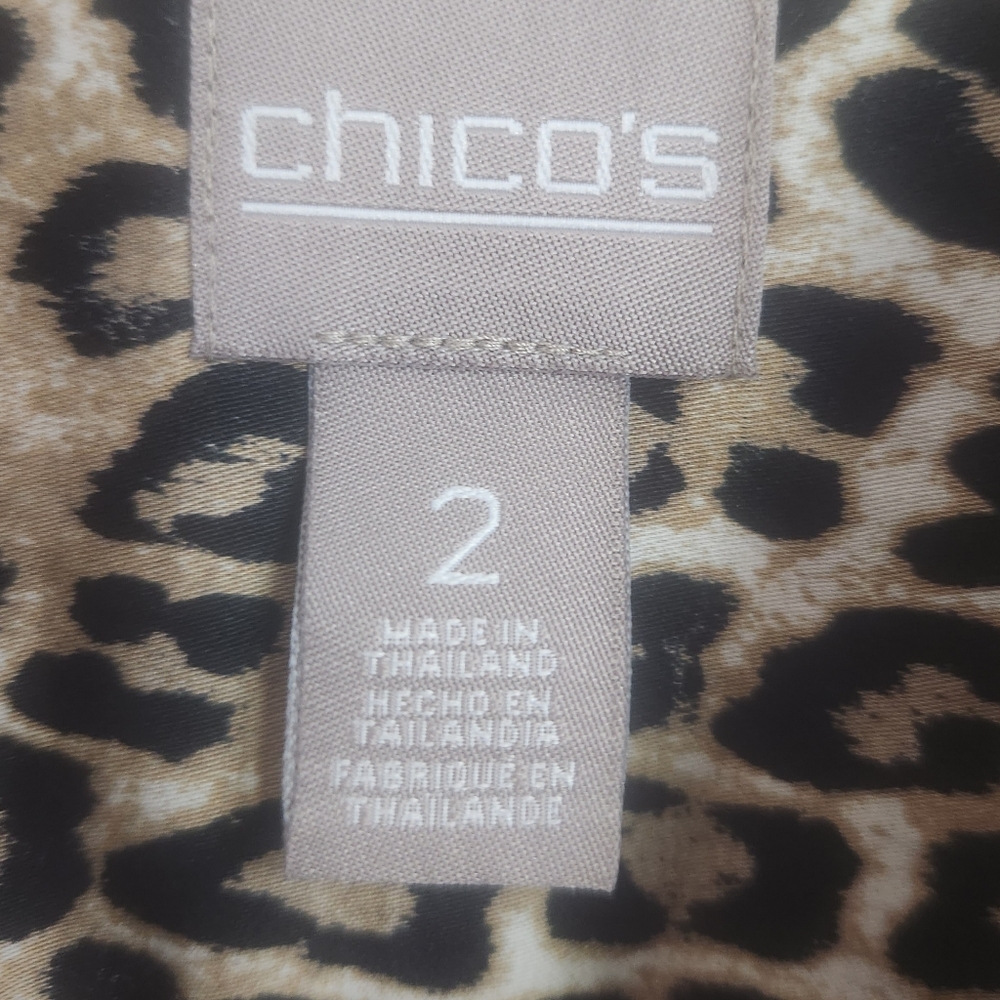 Chico's Leopard Print Long Line Button Front Shir… - image 2